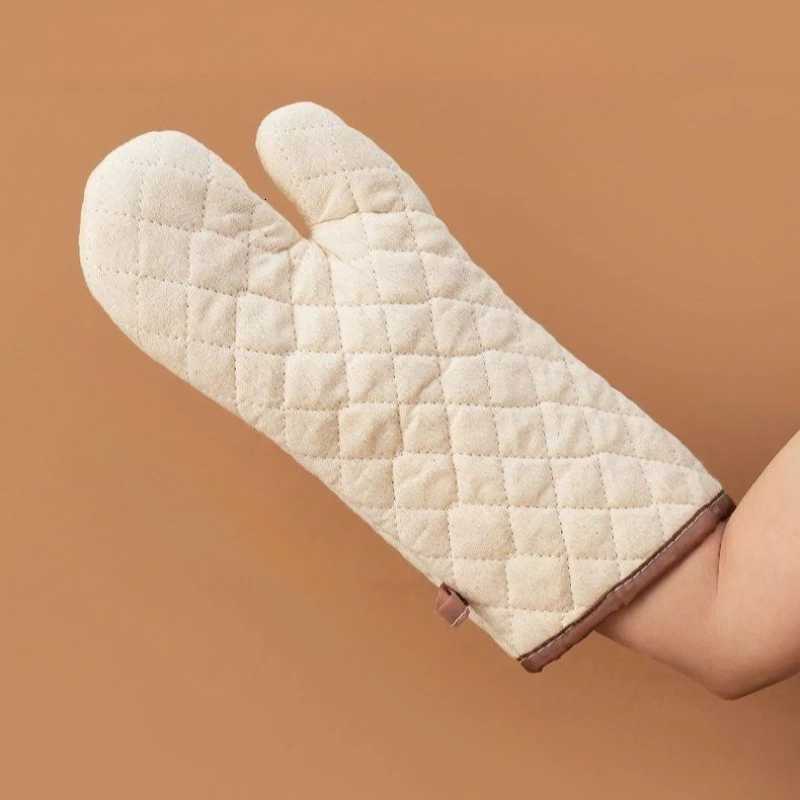 2pcs Oven Gloves Heat Resistant Kitchen Cooking BBQ Accessories Cotton Mitts Microwave Safe Barware Protection Anti Steam Scald H251212