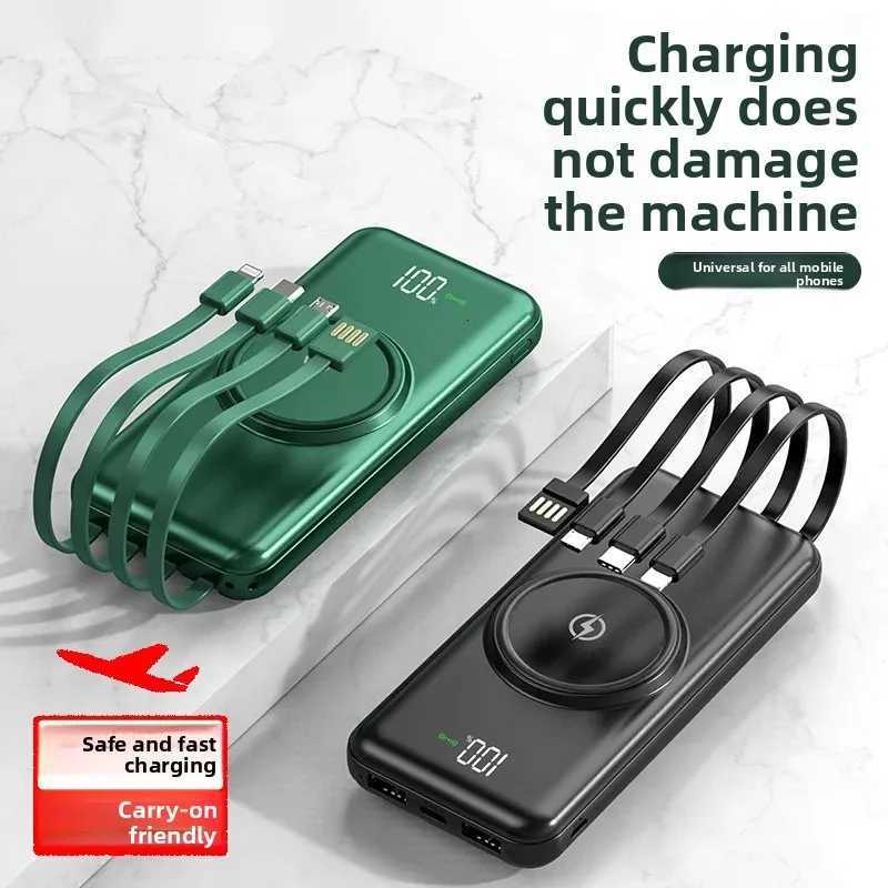 30000mAh Wireless Power Bank Built-in Cable Portable Charger Universal Mobile Phone External Spare Battery for IPhone Powerbank H251213