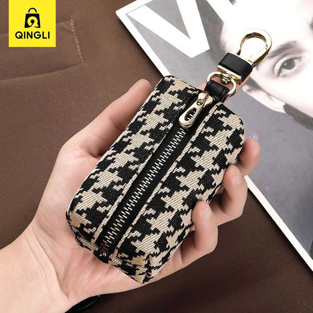 New Fi Houndstooth Key Bag for Wen Mtifunctial Card Bag Coin Purse Lipstick Earphe Car Key Storage Bag Key Wallet Y251213
