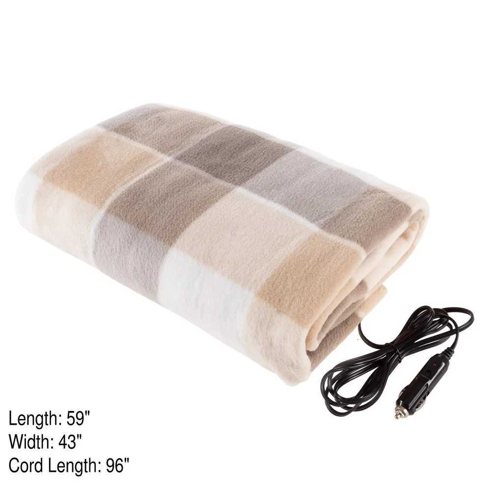 12V Electric Car Heated Blanket Travel Throw Portable Fleece Warm Throw Perfect Camping Road Trips Emergency Use Cozy Gift Y251212
