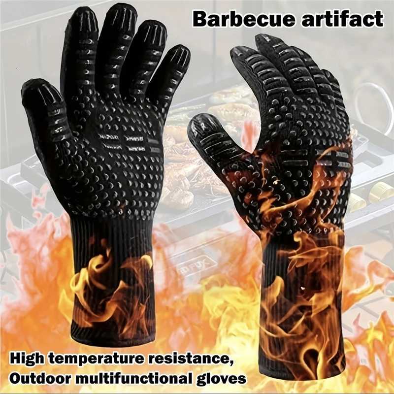 1PC/1Pair BBQ Gloves High Temperature Resistance Oven Mitts 500 800 Degrees Fireproof Barbecue Heat Insation Microwave Gloves H251212