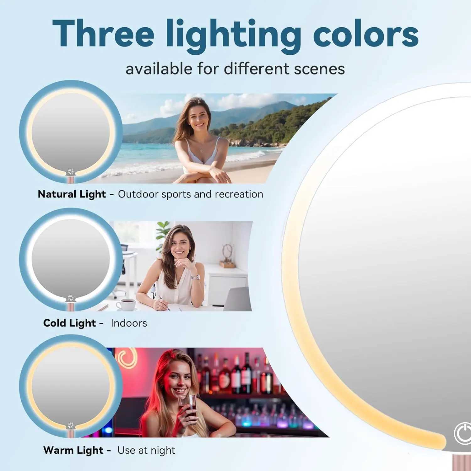 Portable Vanity Makeup Mirror with Lights Touch Control 3-Speed Brightness Multi-Angle LED Cosmetic Mirror for Makeup GroomingT251213