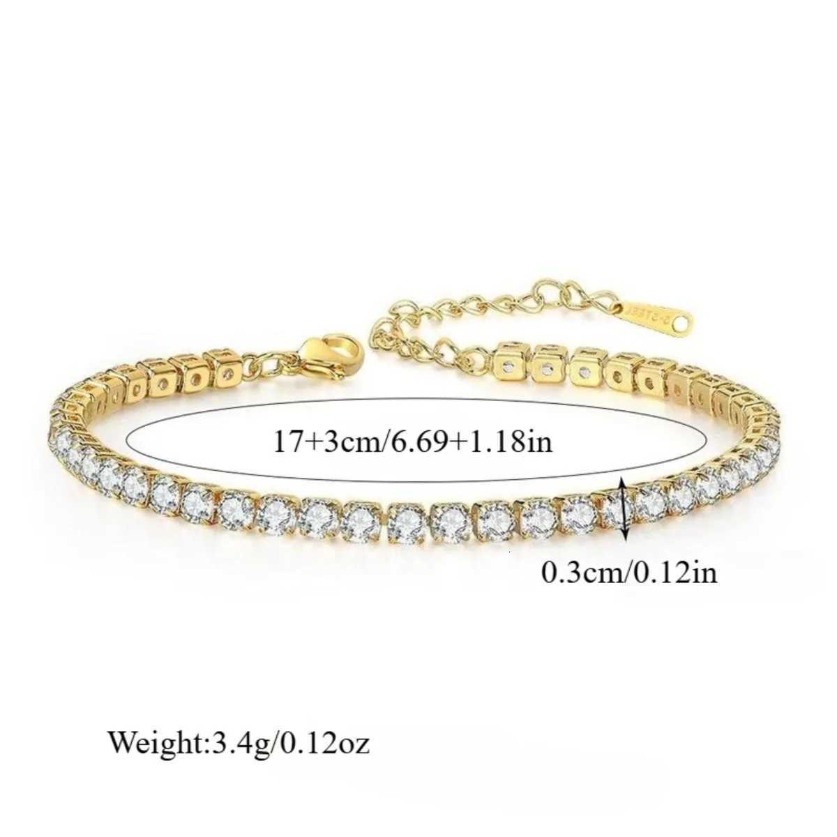 All Stainless Steel Shiny Zircon Tennis Chain s for Women Girls Luxury Bangle Hand Accessories Jewelry Gifts for Friends M251213