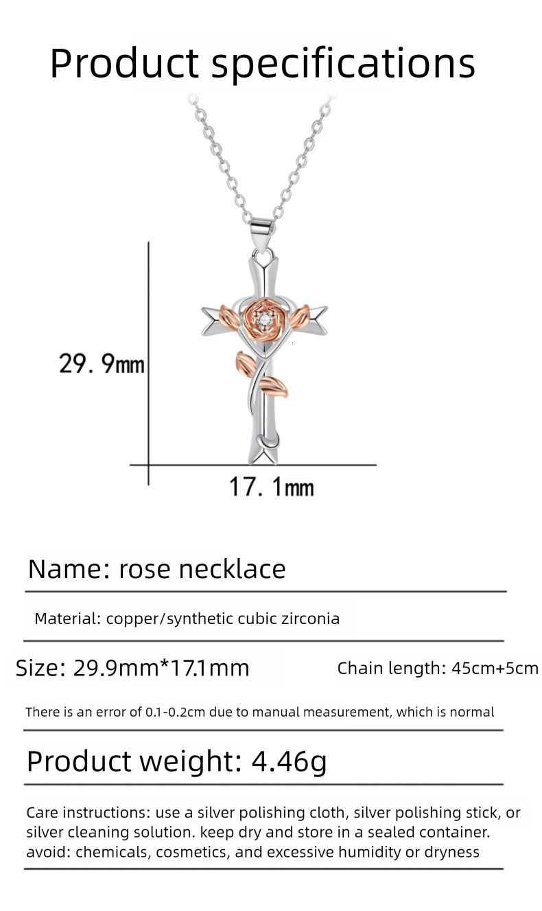 Women's Cross Choker Necklace, Preppy 14K Gold-Plated Rose Flower Pendant, 40 cm Titanium Snake Chain, Gray Acrylic Resin Lucite Cross Jewelry for Eve - view 6