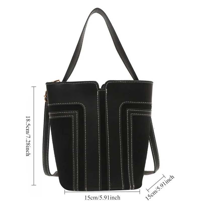 New Simple Bucket Bag Personalized Trendy Messenger Bag Fashionable Contrasting Color Portable Small Bag WomenT251213