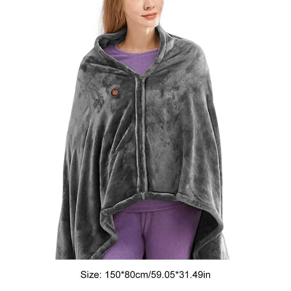 1/2PCS USB Electric Heated Blanket 3 Heating Levels Fleece Heated Blanket Wearable Heated Blanket Cape for Household and Office Y251212