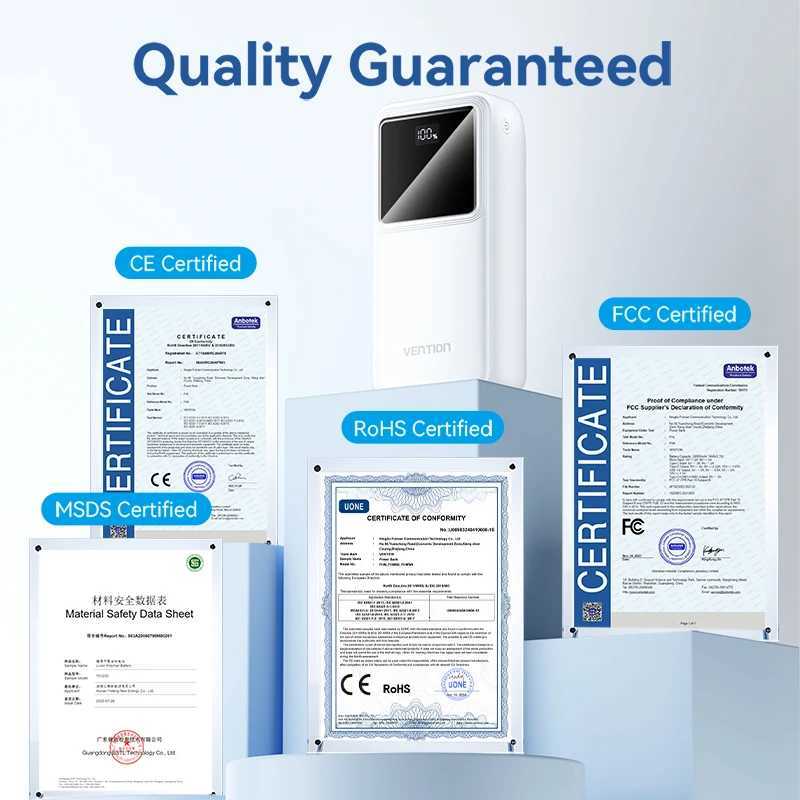 Vention 30000mAh Power Bank USB Type C PD Fast Charge 225W Portable External Battery Charger for Book Laptop Tablet iPhone H251213