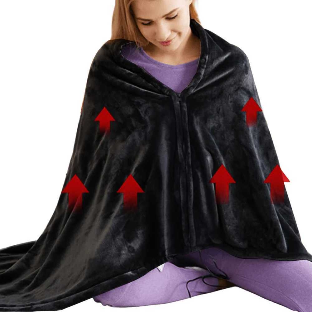 USB Heated Shawl Electric Heating Blanket 3 Heating Level Wearable Heated Poncho Throw Heated Throw Blanket for Camping Hiking Y251212