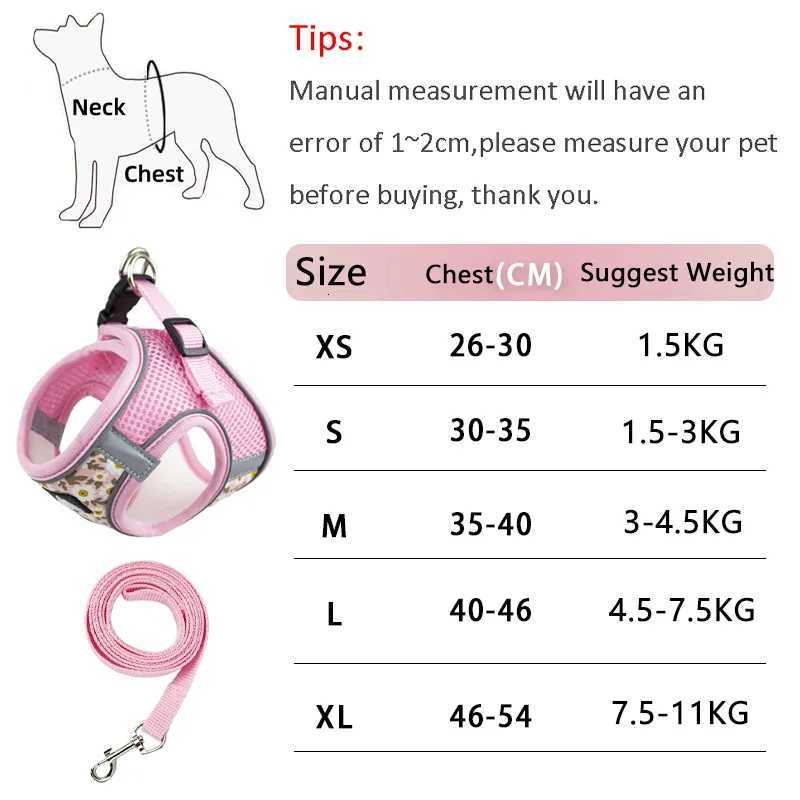 Dog Harness and Leash Set Reflective Pets Chest Strap for Small Puppy Cats Vest Harness Chihuahua Yorkies Teddy Walking Supplies M251213