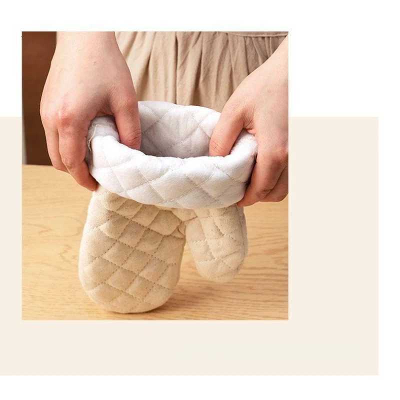 2pcs Oven Gloves Heat Resistant Kitchen Cooking BBQ Accessories Cotton Mitts Microwave Safe Barware Protection Anti Steam Scald H251212