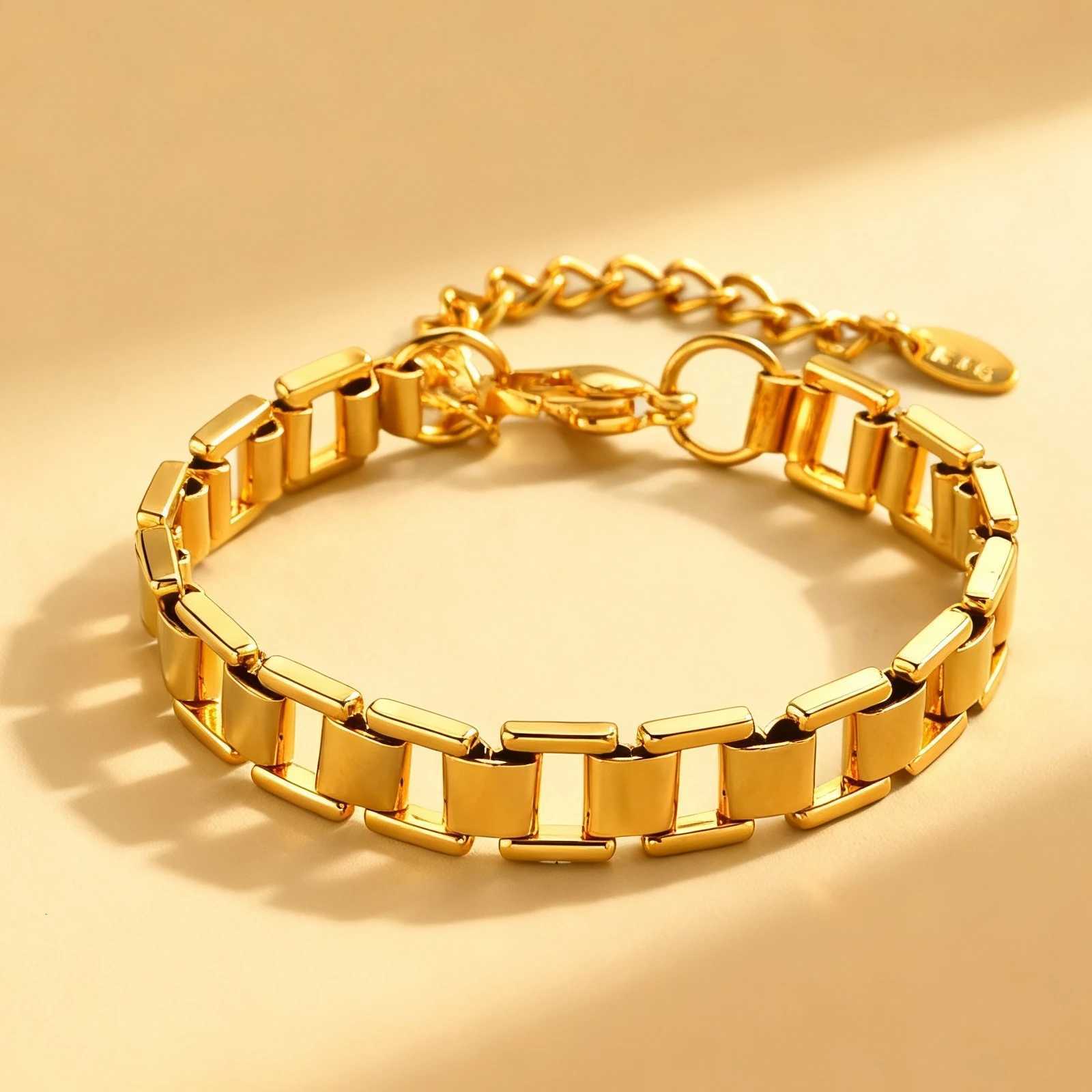 Fashion Womens StrAP Chain Gold Plated StainlESS Steel Chunky Link Chain s Punk Jewelry Gift M251213