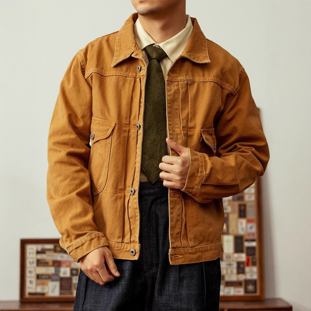 Yuezhe American Style Canvas Ranch Jacket Western Washed Paris Button Coat Replica Rising Sun 250409