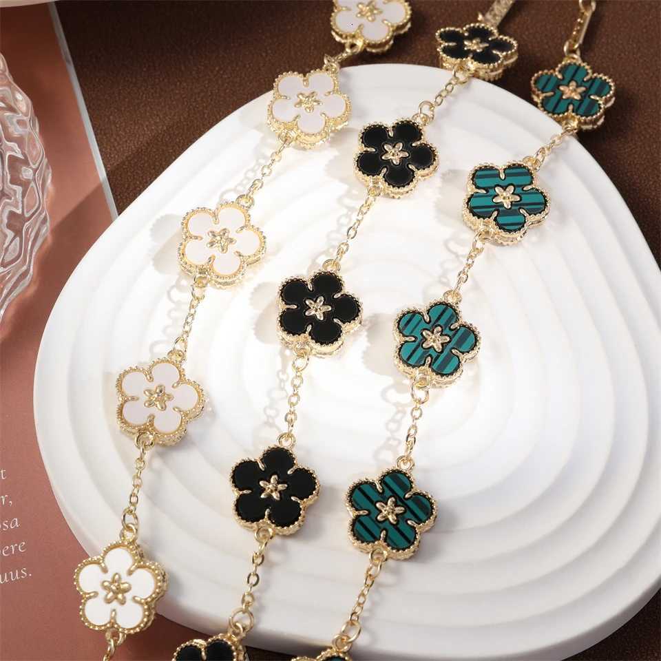 Yupsk Fashion Five Flower Charm For Women Girls Colorful Imitation Fritillary Gold Color Chain s Jewelry Gift M251213
