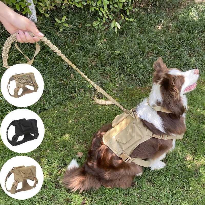 Reflective Large Dog Leash Elastic Tightness Small Cat Harness Set Tactical Vest Double Pet Use Medium Dog Harness Accessories M251213