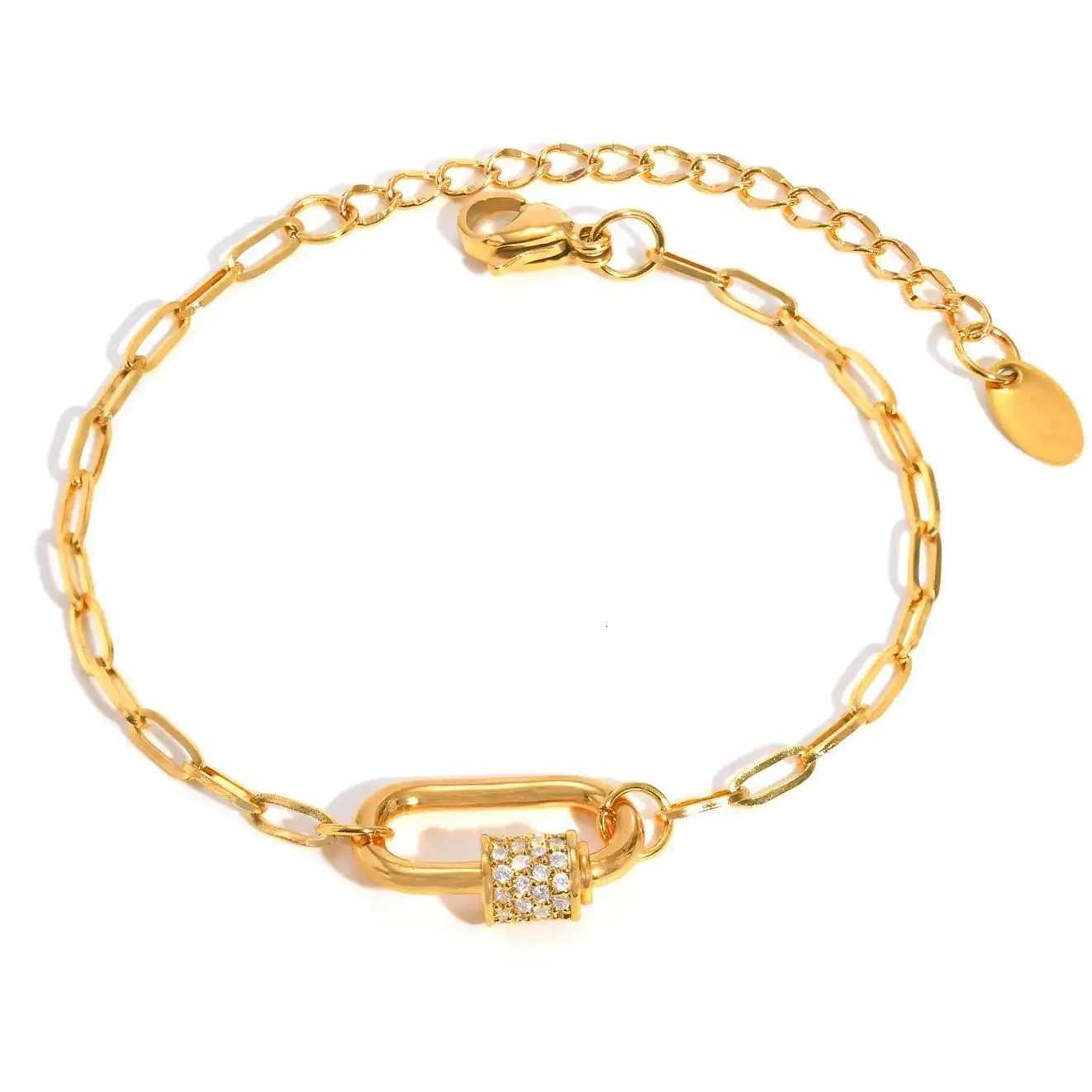 Exquisite Zircon Oval Pendant for WomenGold Color Stainless Steel Small Square Chain sFashion Jewelry Gifts M251213