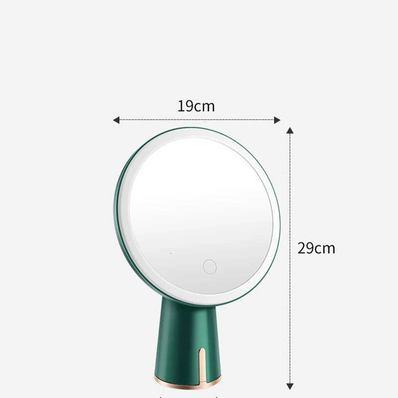 Rechargeable Lighted Makeup Mirror with 3 Color Lights 30LEDs Round Cosmetic Light up Mirror Adjustable Angle Green WhiteT251213