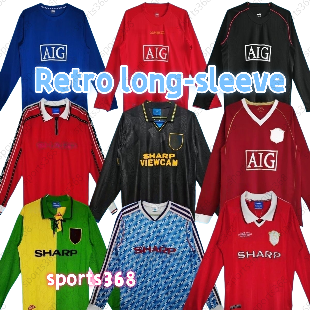 football Shirts 92 93 CANTONA GIGGS KEANE Mancunian Mainoo Mens RETRO Long Sleeve Soccer Jerseys 1998 1999 SOLSKJAER SCHOLES RONALDO FERDINAND ROONEY CHICHARITO