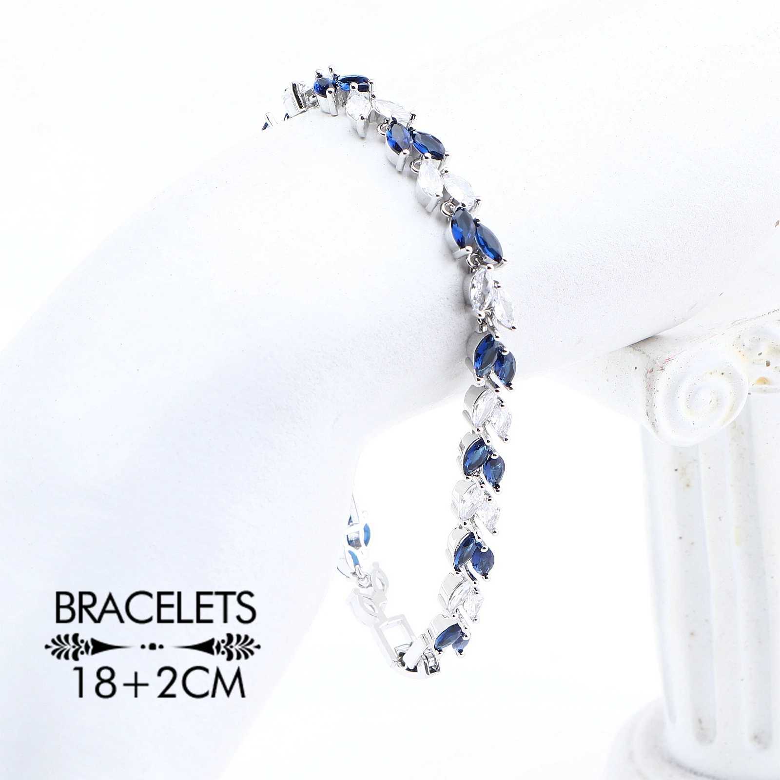 925 Sterling Silver Jewelry Sets Bridal Blue Zircon For Women Wedding Rings Earrings s Pendants Necklace Set M251213