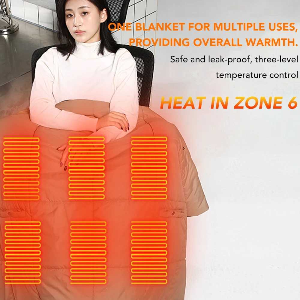 6 Area Multifunctional Winter Electric Blanket Coat Women Warmth Retention Heating Wearable Shawl Vest Home Use Warmth Clothes Y251212