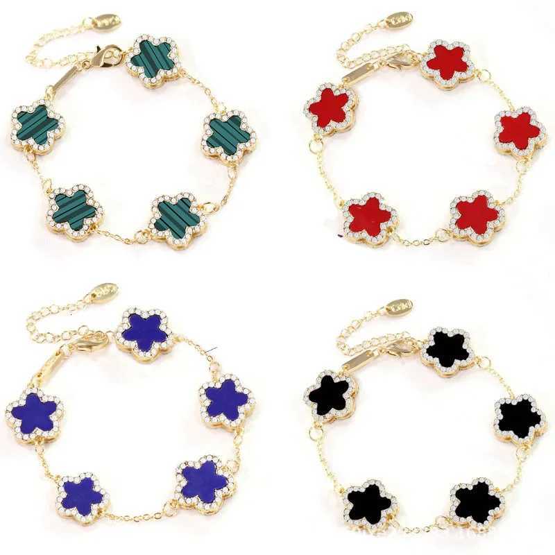 1Pc Trendy luxury Five Flower Copper Zircon For Woman On Party Wedding Fashion Cute Style With Colorful Adjustable Chain M251213