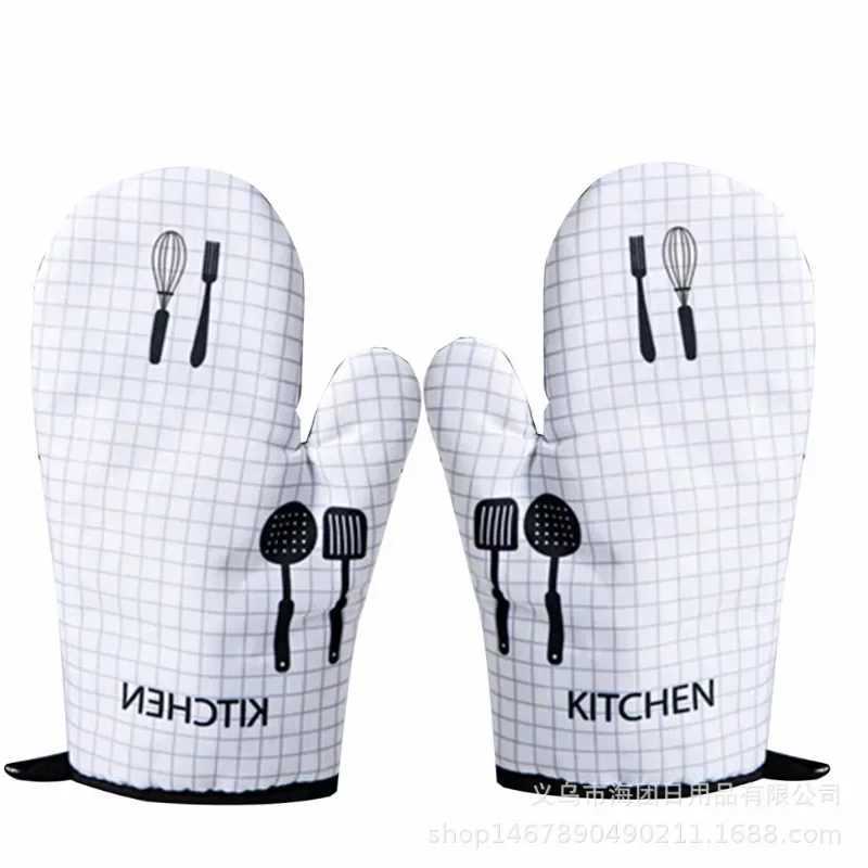 Kitchen Baking Cooking Accessories Print Oven Mitt Glove Pad Washable Microwave Pizza Anti-Hot Insation Mat Kitchen Decor H251212