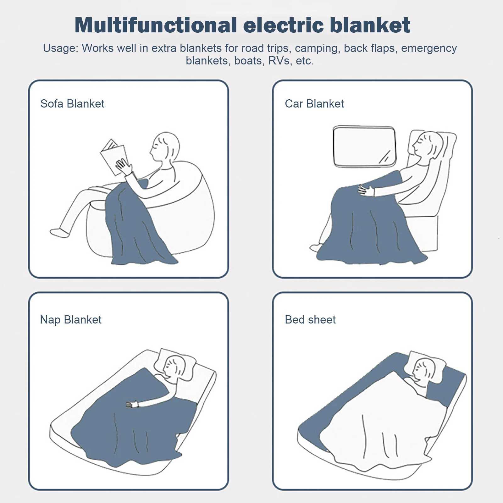 Electric Car Blanket 12 Volt Heated Fleece Travel Throw with Patented Safety Timer Constant Temperature Heating Blanket Y251212
