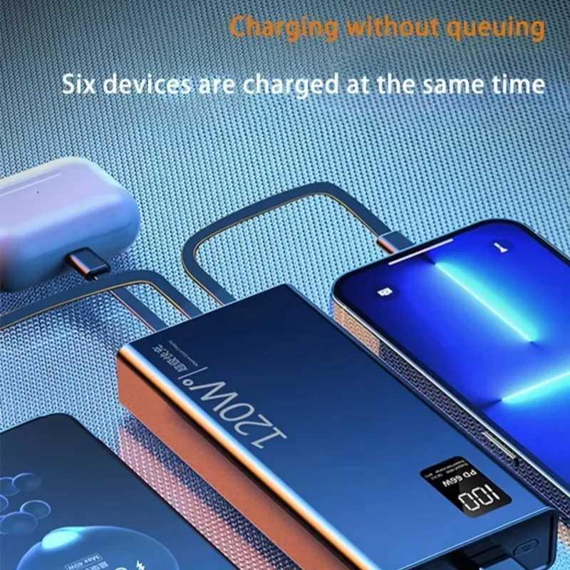 120W 50000mAh High Capacity Power Bank 4 in 1 Cables Fast Charging Power Bank Portable Charger For iPhone H251213