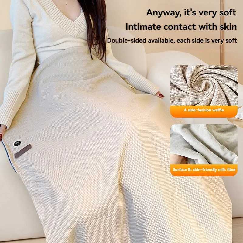 Wearable USB Heating Blanket Skin-friendly Zip Design Multi-temp Knee Wrap Shawl Home/Office Use Warm Comfy Y251212