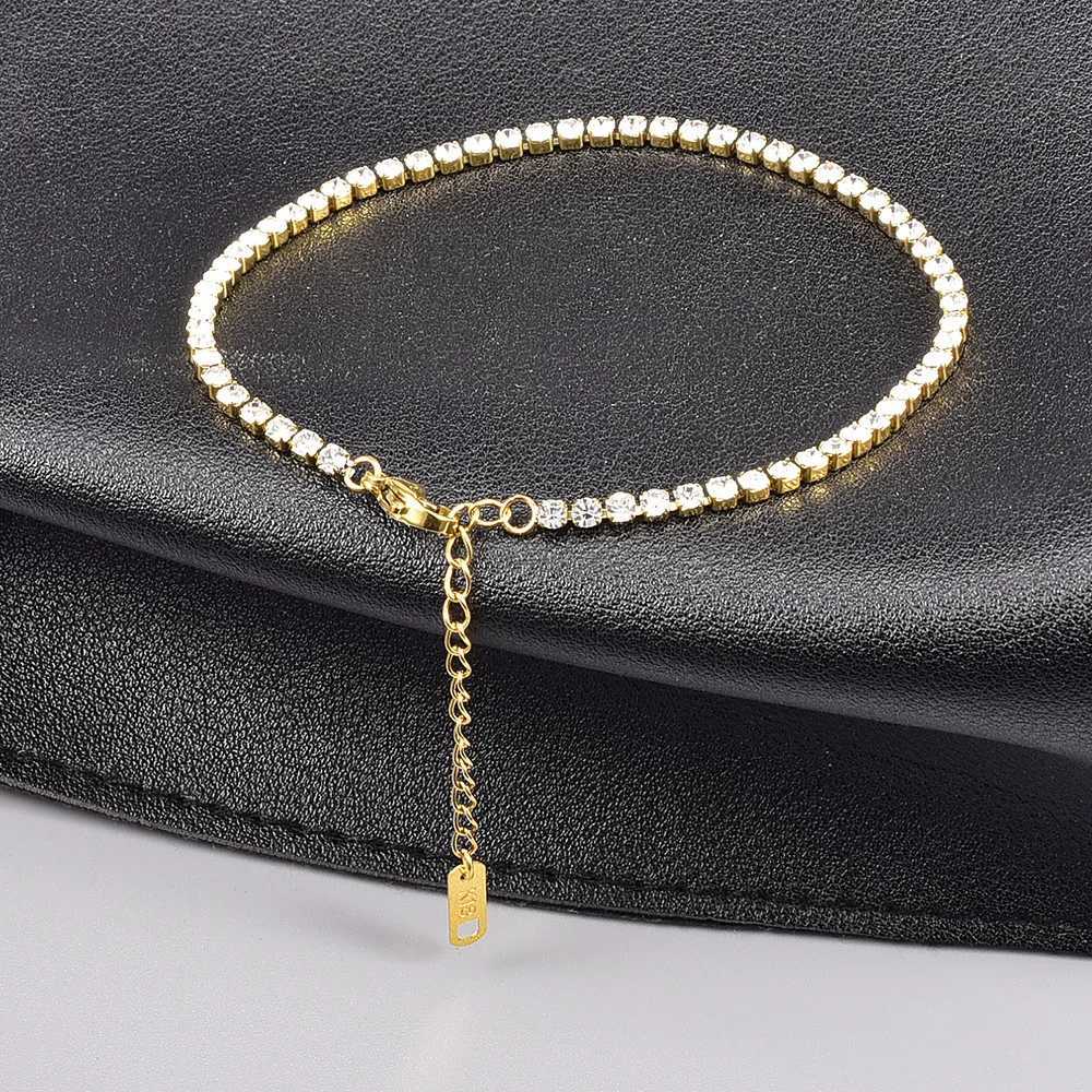 18K Gold Plated Tennis Stainless Steel Micro Setting Crystal Chain for Women M251213