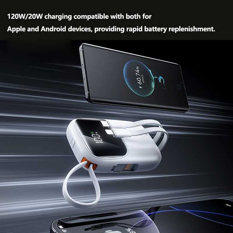 500000mAh High Capacity Power Bank Built in 3 Cables 120W er Fast Charging with DIgital Display Powerbank for iPhone H251213