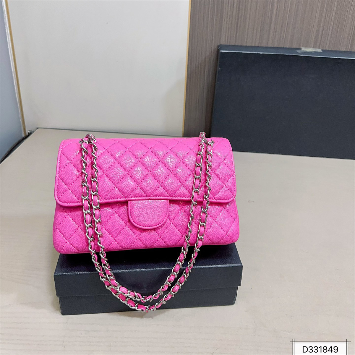 Designer Double Chain Shoulder Bag Classic flap bag CF Shoulder Bags Evening Bags caviar leather Clutch crossbody woman bag real leather tote bag 26x16cm