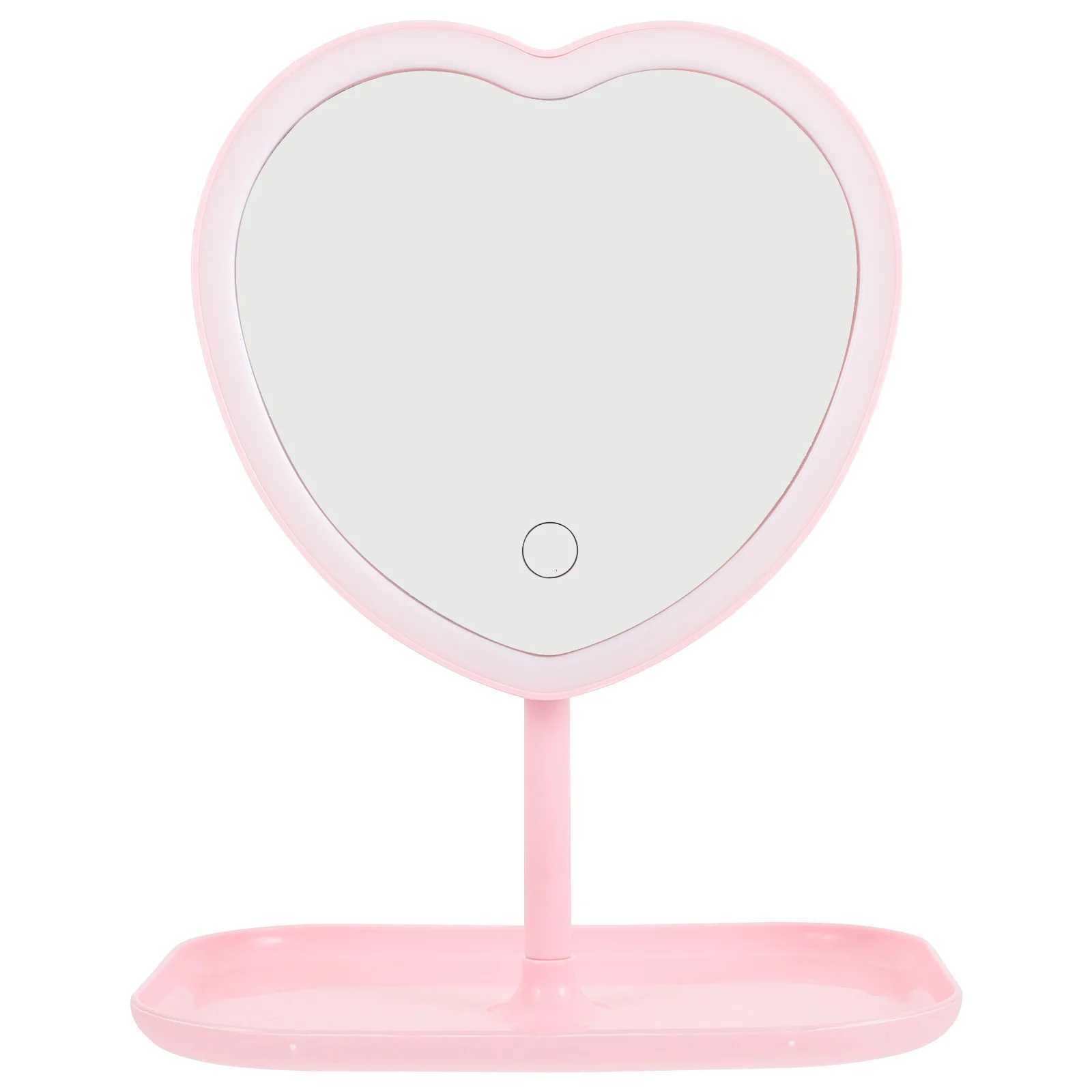 USB Rechargeable LED Heart Shape Makeup Mirror Desktop Lighted Vanity Mirror Portable Compact Durable High DefinitionT251213