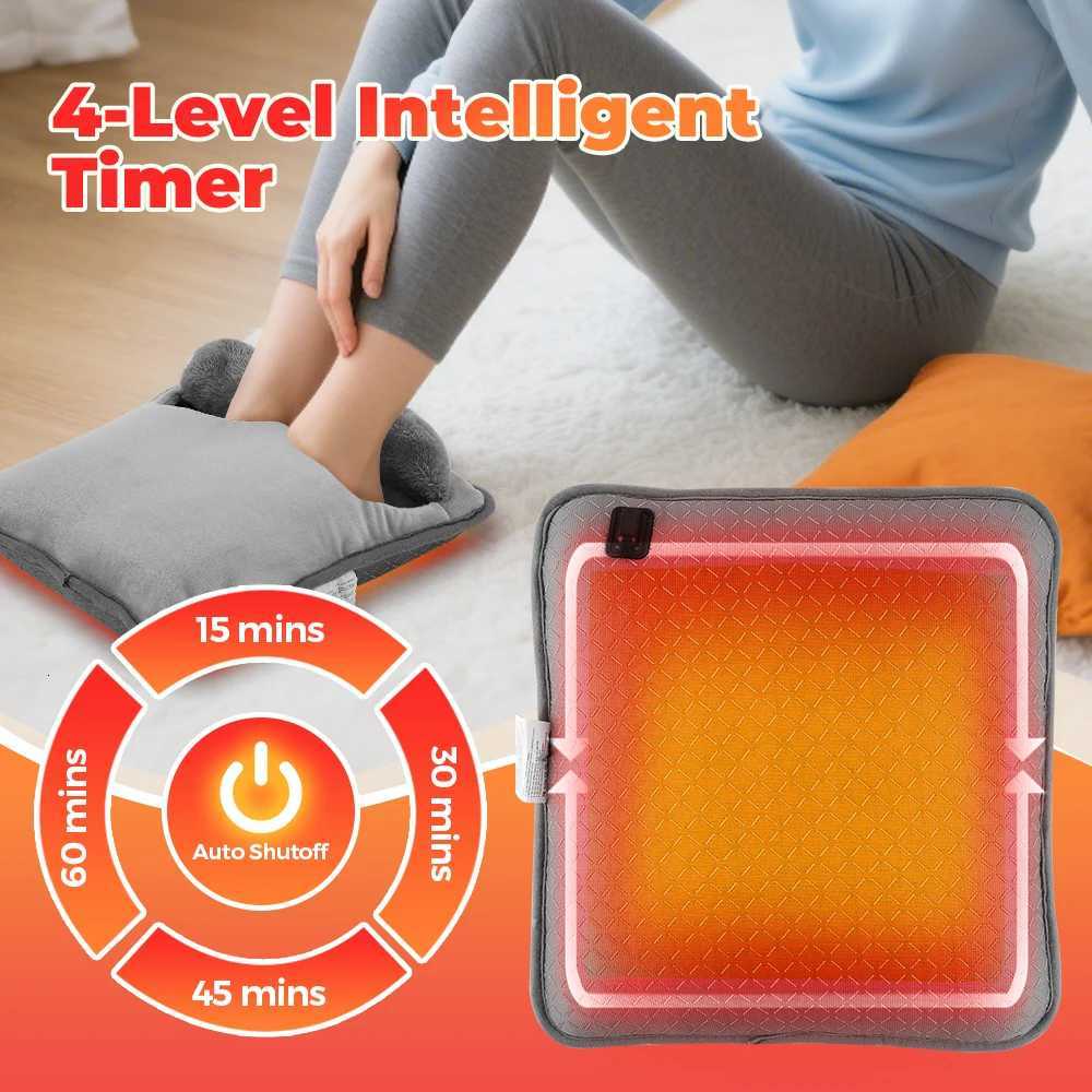 Electric Heater Foot Warmer USB Charging Fleece Soft Warm Foot Cover Washable Winter Feet Heating Pads For Home Bedroom Sleeping Y251212