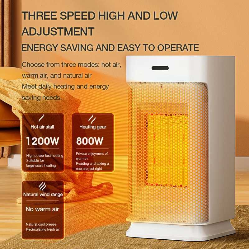 Portable PTC ceramic electric heater with multi-stage adjustment silent small household fan and night light heater Y251213