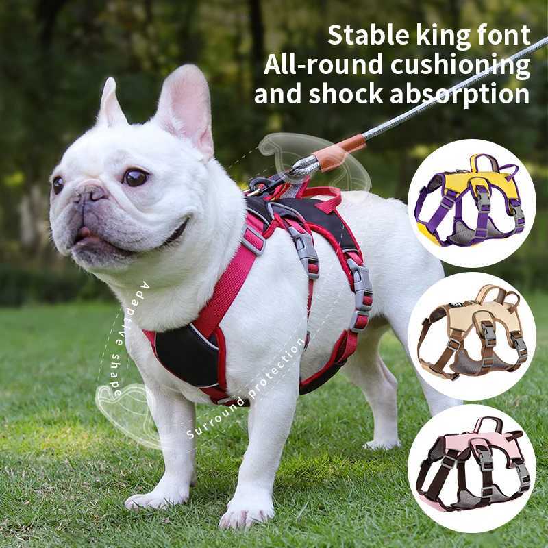 Dog Harness Pet Puppy Rainproof Chest Straps Small Medium Dog Collar Bulldog Anti-slip Night Reflective Pet Products Harnesses M251213