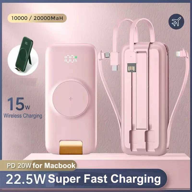 15W Fast Wireless Charger Power Bank 20000mAh 225W QC PD 30 Fast Charging Powerbank for iPhone 16 P50 Poverbank H251213