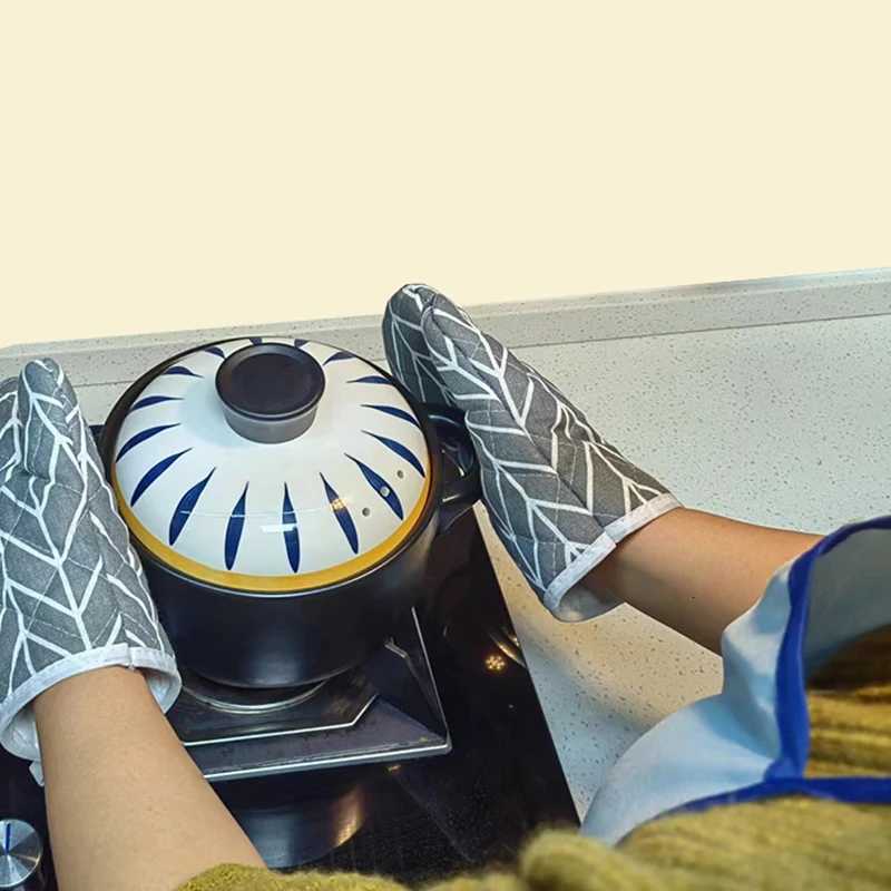 Oven Baking Gloves Oven Mitts Microwave Oven Gloves High-temperature Resistant Linen Gloves Kitchen Baking Tools Bakeware H251212