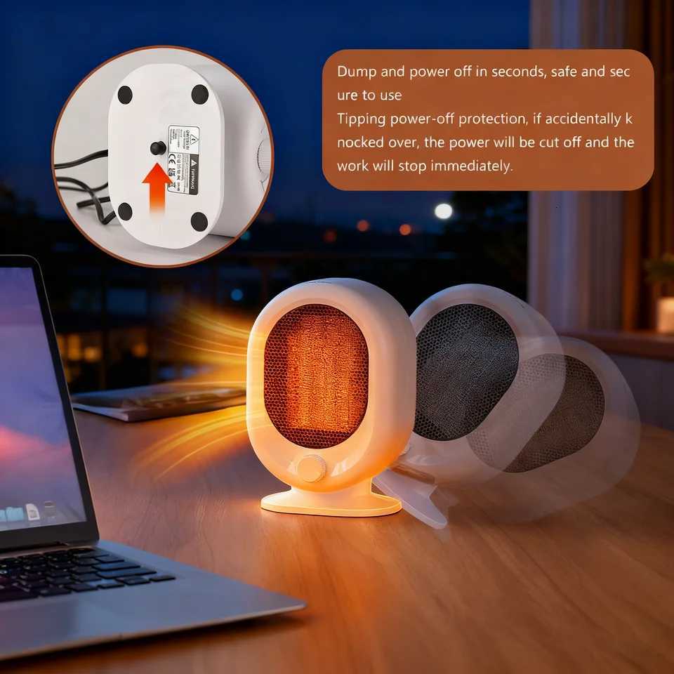 Desktop small heater 3-second hot tilt power-off protection overheating protection silent home bedroom office mini heater Y251213