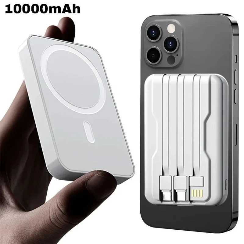 Magnetic Wireless Fast Charger Power Bank 10000mAh Portable for Android Universal Built-in Cable Mobile Power H251213