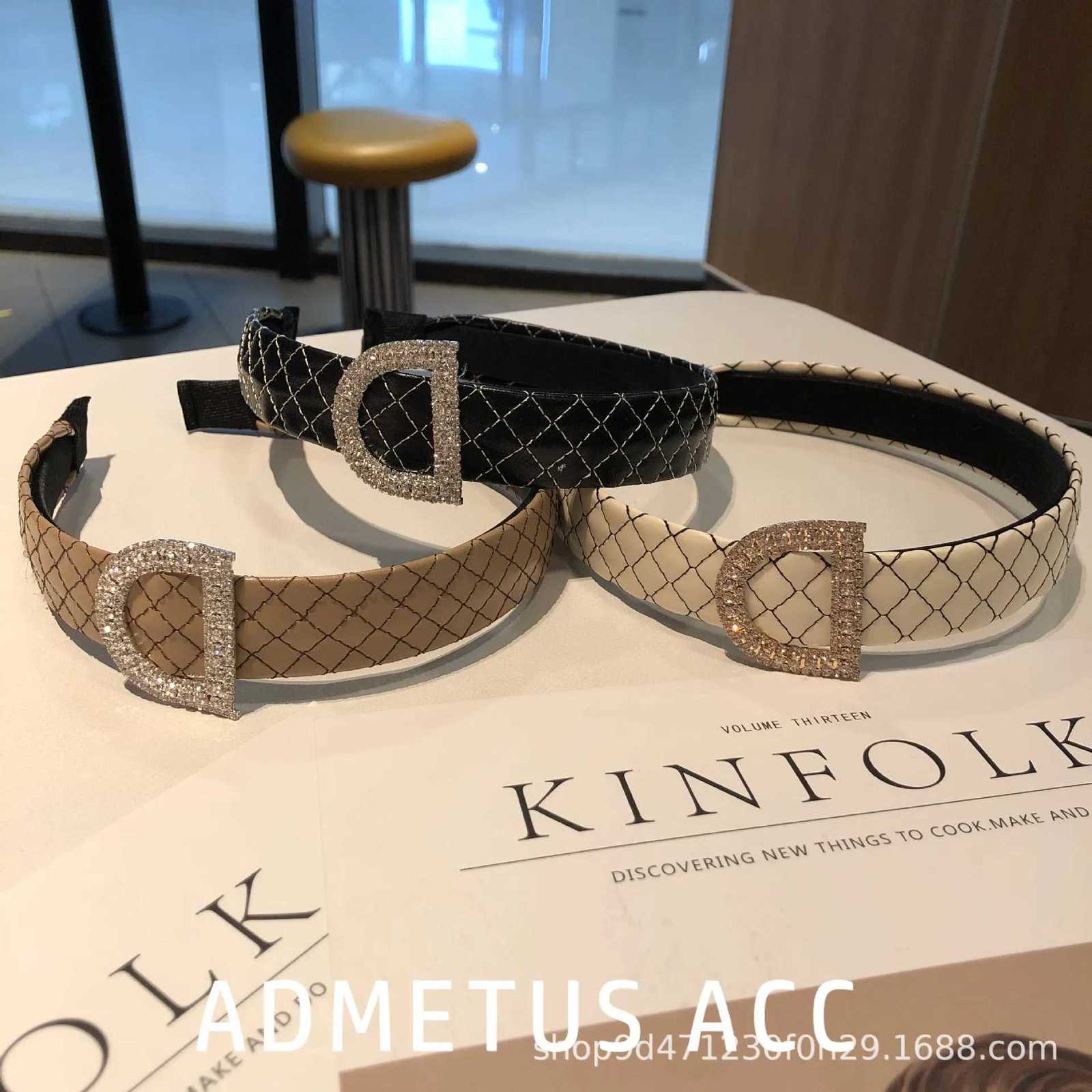 New Letter Designer Artificial Leather bands Fashion Hair Accories Wens PU Haiand Classic Plaid Hair Hoop Heaear Y251213