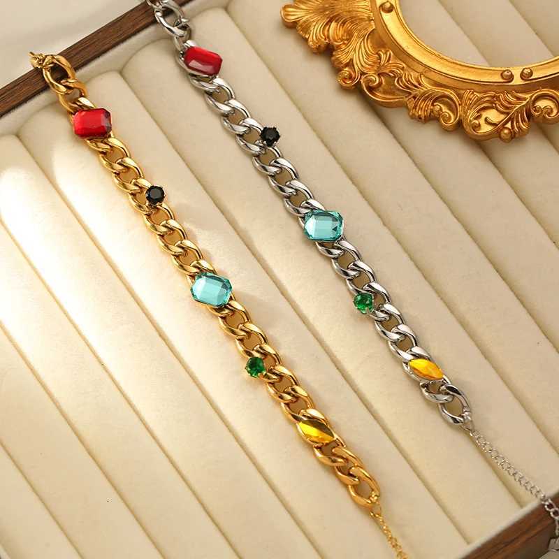 EILIECK 316L Stainless Steel Colored Zirconia Crystal Bangles For Women Trendy Wrist Chain Waterproof Jewelry Gift M251213