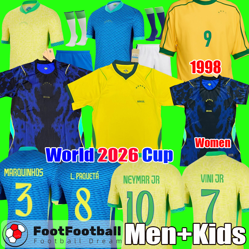 S-4XL 2026 World Brazil footbal kit Cup Soccer Jersey L.PAQUETA NEYMAR VINI JR. P.COUTINHO RICHARLISON football shirt G.JESUS T.SILVA BRUNO G. PELE CASEMIRO men kids kit