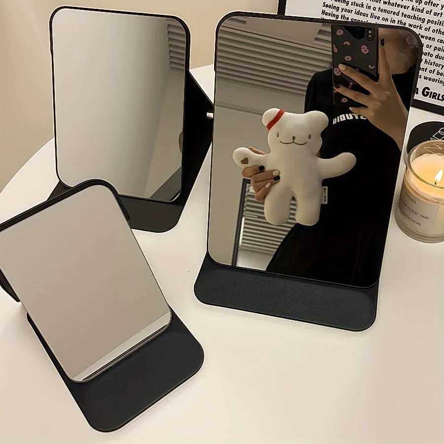 1pc Portable Beauty Mirrors Folding Makeup Mirror with PU Stand Suitable for Dormitory and Desktop UseT251213