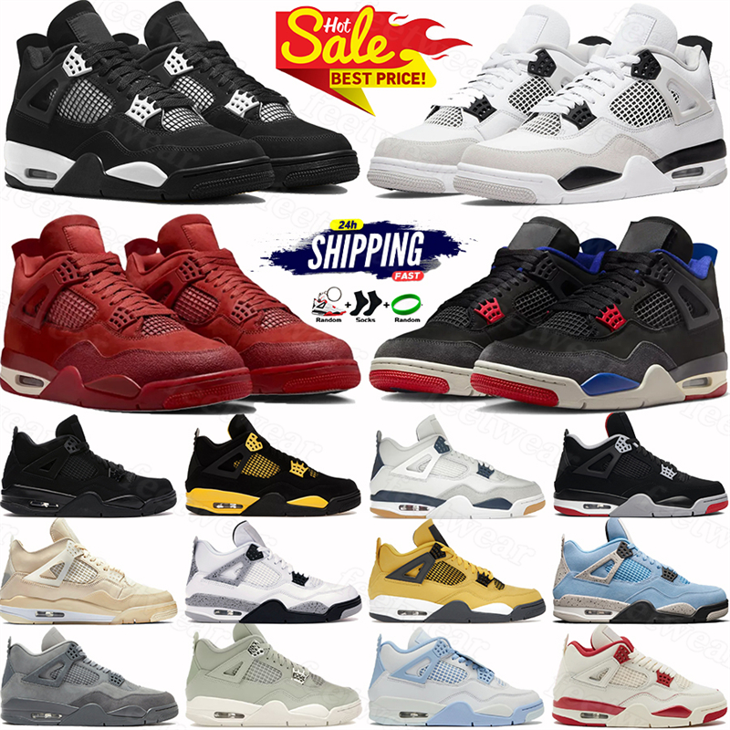 Designer mens 4 basketball shoes 4s Black Cat sneakers University Blue Rare Laser White Thunder Bred Pine Green Paris Wet Cement outdoor sports womens trainers