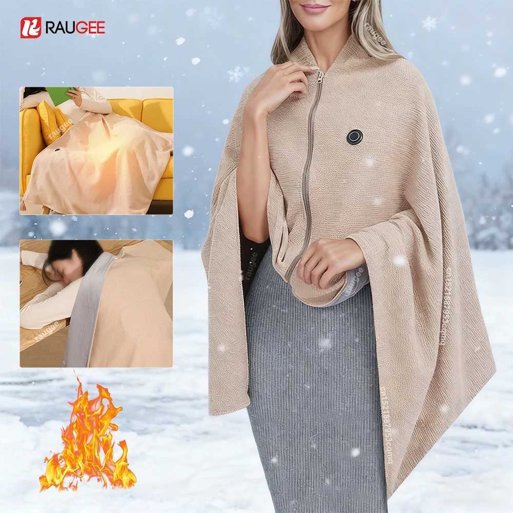 Heated Blanket USB Wearable Electric Blanket Portable Warmer Blanket for Shoulder Rechargeable Heating Shawl with 3 Tem Setting Y251212