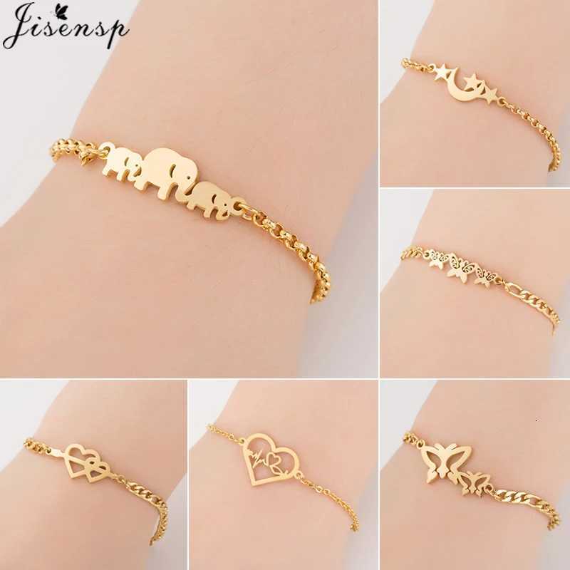 Jisensp Elephant Butterfly s Bangles Animal Chain Link Female Stainless Steel s for Women Accessories M251213