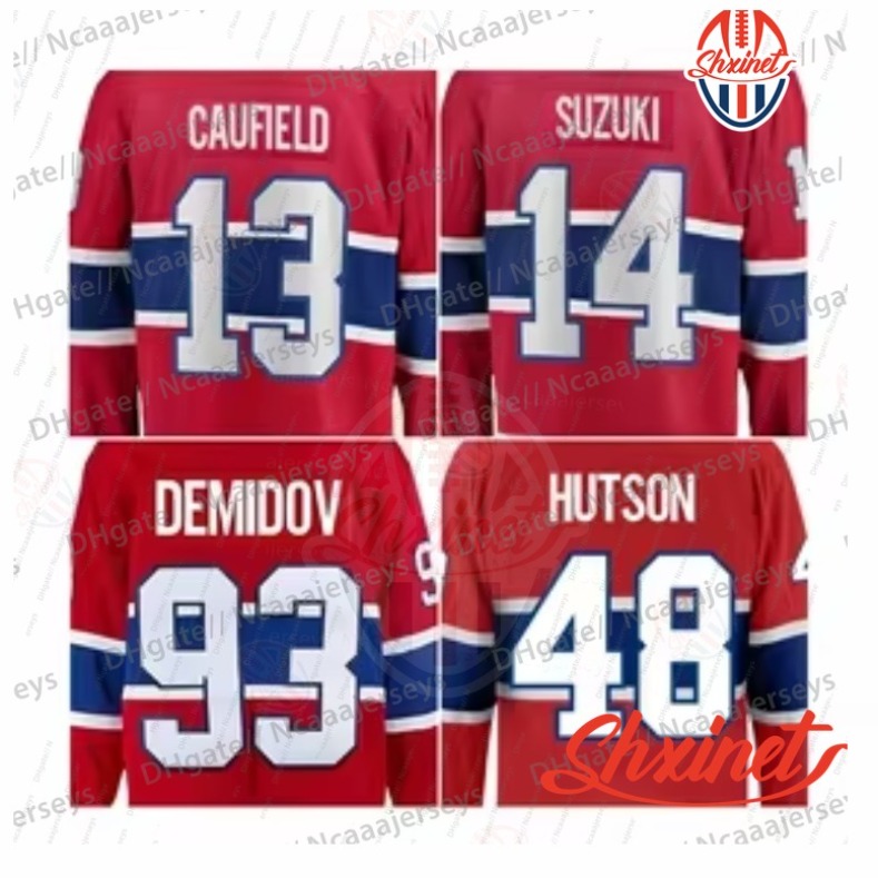custom Mens Womens Youth Demidov Suzuki Jerseys Caufield Xhekaj Hutson Slafkovsky Gallagher Evans Stitched Name Number Hockey jersey3