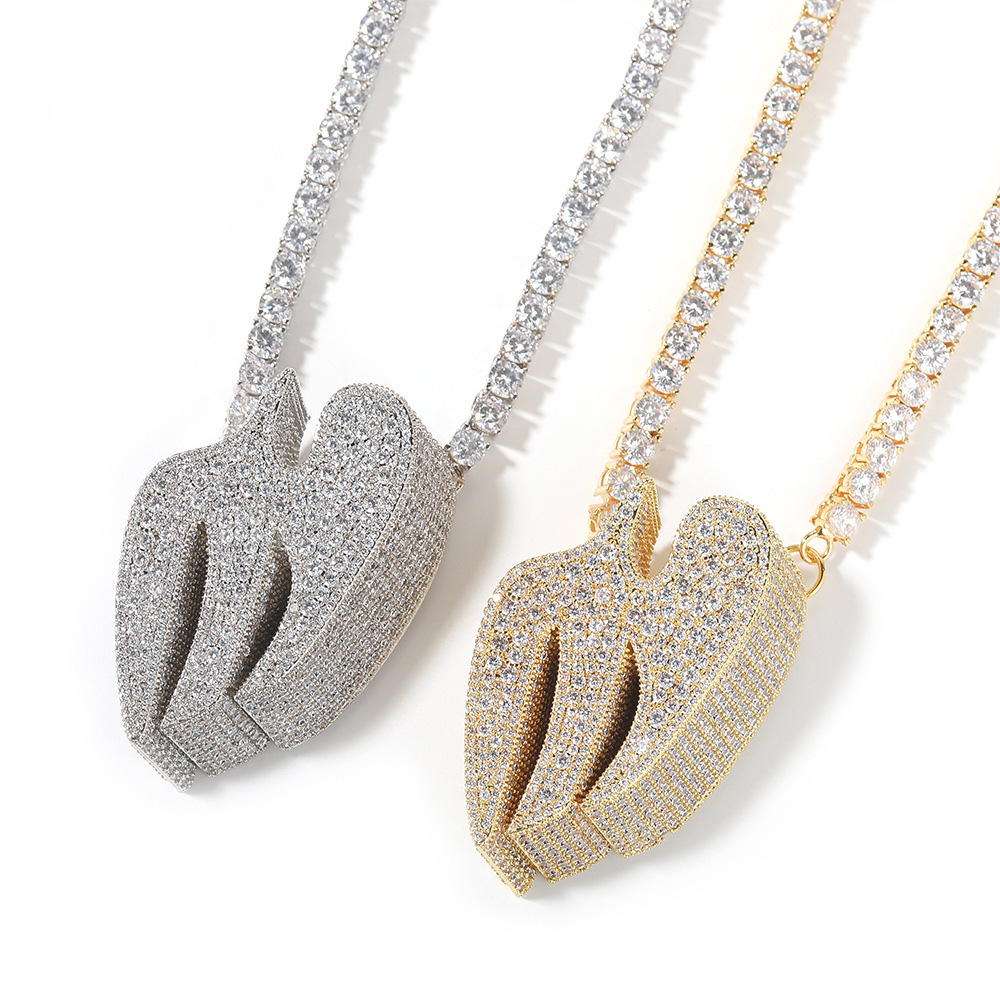Hip Hop Flying Swallow Pendant Necklace Tennis Chain Choker TopBling 5A Zircons Real Gold Plated Men Women Couples Jewelry
