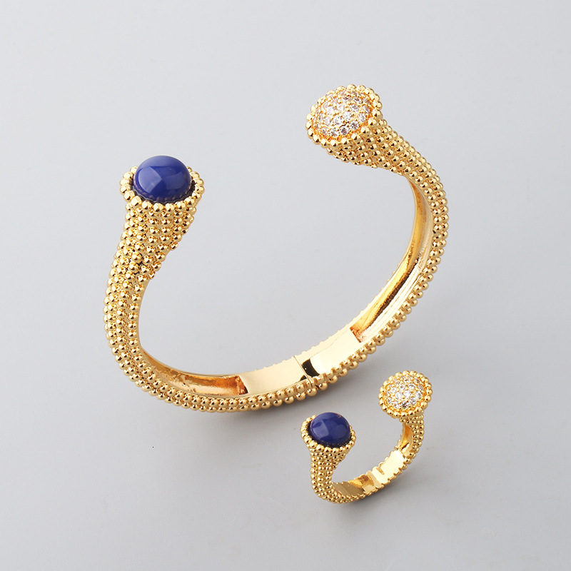 Fashion Socialite Temperament Agate Bracelet U-Shaped Women's gold Micro-Inlaid Zirconia Bracelet