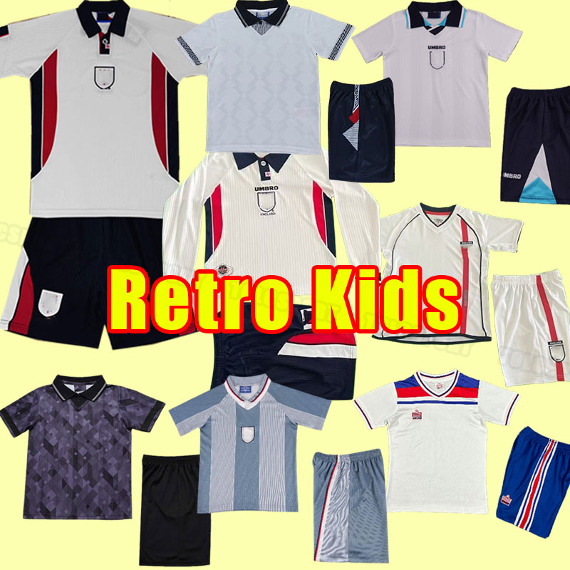 Kids Child retro soccer jerseys Gerrard Beckham Lampard Rooney Owen Terry EnglAnd World classic vintage football shirt cup 1990 1998 98 1982 1996 2002 enfants long